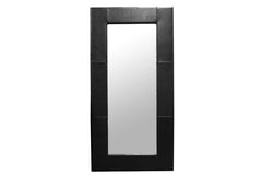 Baxton Studio Corsica Black Leather Floor Mirror
