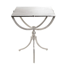 Art Deco Nickel Square Table with Marble Top