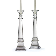 Pair Of Glass Fontaine Candlesticks