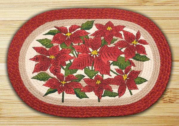 Poinsettia Oval Patch Rug