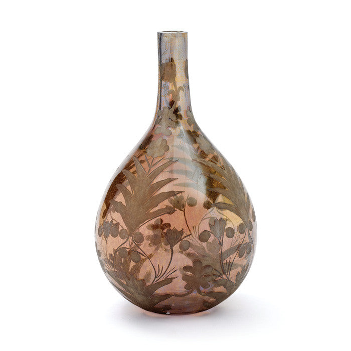 Glass Smokey Leaf Vase