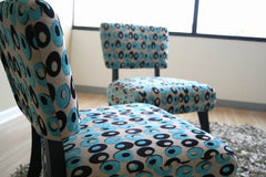 Baxton Studio Turquoise and Brown Pattered Fabric Club Chairs