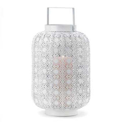 Tall White Lace Design Candle Lamp
