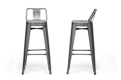 Baxton Studio French Industrial Modern Bar Stool With Back Support(Set of 2)