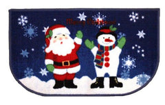 Christmas Kitchen Rug, Latex Back, Santa/Snowman Design
