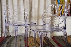 Baxton Studio Honeycomb Acrylic Dining Chair in Set of 2
