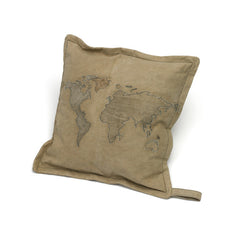 Square World Map Pillow