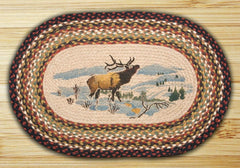 Winter Elk Oval Patch Rug