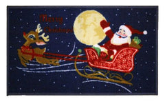 Christmas Kitchen Rug, Latex Back, Santa/Reindeer Design