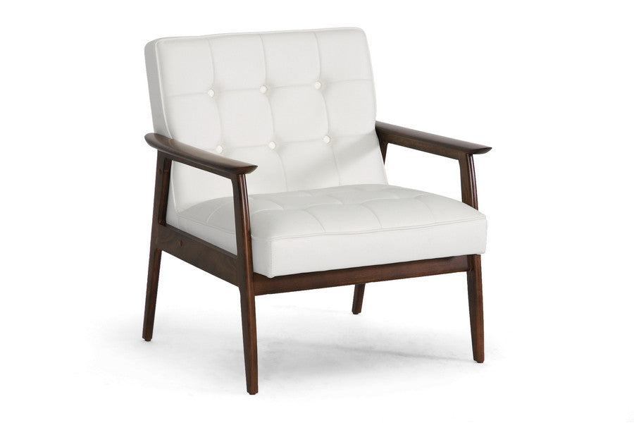 Baxton Studio Stratham White Mid-Century Modern Club Chair