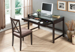 Baxton Studio Idabel Wood Desk with Glass Top