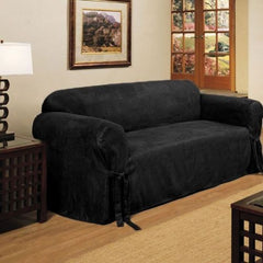 Micro Suede Slipcover Sofa Loveseat Chair Furniture Cover, Brown Black Taupe