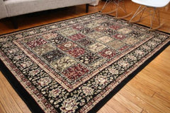 New Traditional Panal Black Square Floral Area Rugs
