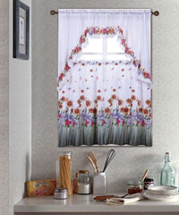 Kitchen Curtain Set, Complete Tier & Swag Set, Blossom Pattern