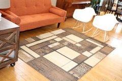 New Blocks and Squares Modern Wool Blend Area Rugs