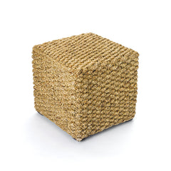 Woven Square Stool with Natural Finish