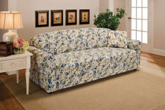 Blue Floral Jersey Chair Stretch Slipcover