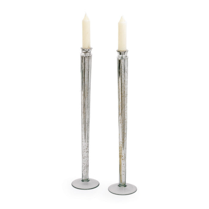 Pair of Glass Knitting Candlesticks