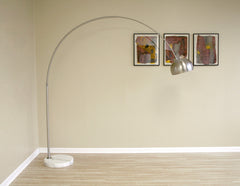Baxton Studio Arco Style Floor Lamp Round or Flat Marble Base