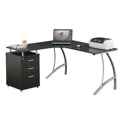 Techni Mobili L Shape Corner desk with File Cabinet