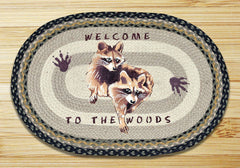 Raccoon Welcome Oval Patch Rug