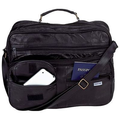 New Mens Black Leather Briefcase Attache Tote Shoulder Bag Carry On Case Satchel