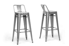 Baxton Studio French Industrial Modern Bar Stool With Back Support(Set of 2)