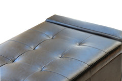 Guernsey Black Leather Storage Ottoman
