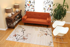 New Traditional Black Circle Floral Abstract Area Rugs