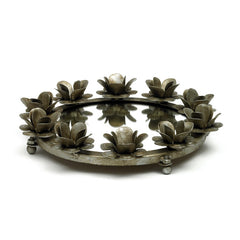 Small Antique Silver Rose Round Mirrored Tray