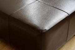 Baxton Studio Full Leather Square Ottoman Footstool