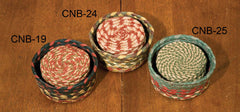 Six Cotton Coasters in a Basket