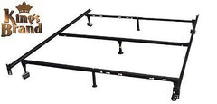 King's Brand Heavy Duty 7-Leg Adjustable Metal All Sizes Bed Frame-Center Support-Rug Rollers