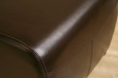 Baxton Studio Full Leather Ottoman with Rounded Sides