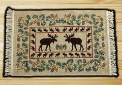 Moose/Pinecone Wicker Weave Rug