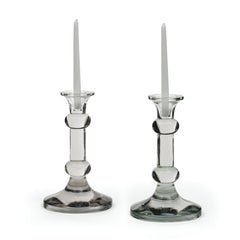 Pair Of Glass Knobbed Candlesticks
