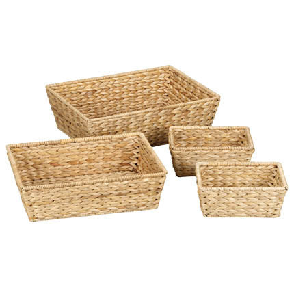Banana Leaf Wicker Decorative Storage Baskets (Set of 4)