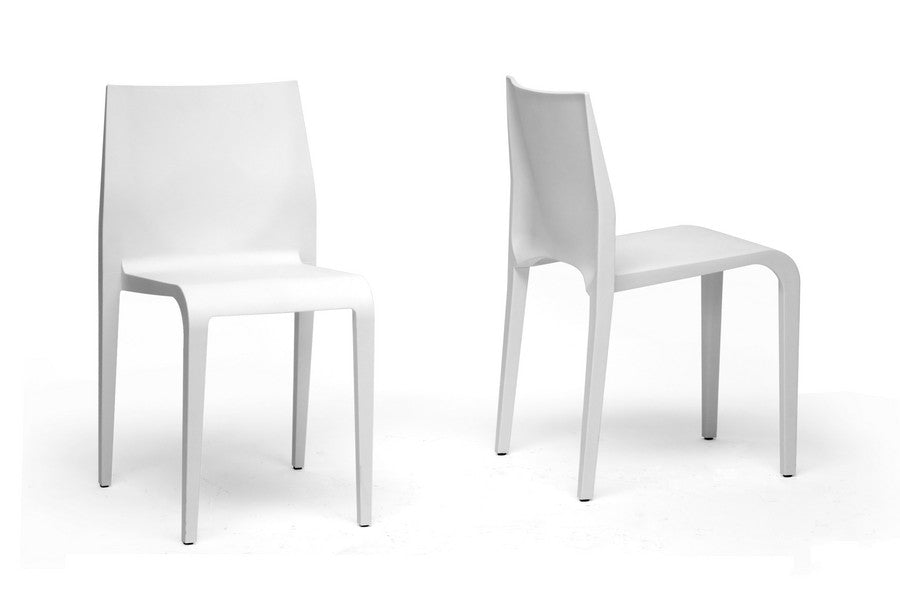 Baxton Studio Blanche White Molded Plastic Dining Chair Set of 2