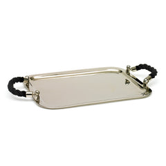 Polished Black Rope Tray with Handle