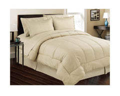 Mocha Embossed 8 Piece Bed in a Bag, Comforter Sheet Set Bedskirt Shams