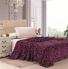 Zebra Print Microfiber Blanket - Black and White, Brown, Pink, Purple Colors