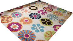 Anzy Kids Playful Contemporary Modern Circles Area Rug In Different Colors and Sizes