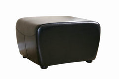 Baxton Studio Full Leather Ottoman with Rounded Sides