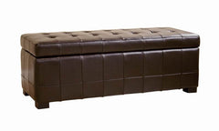 Baxton Studio Full Leather Storage Bench Ottoman with Dimples