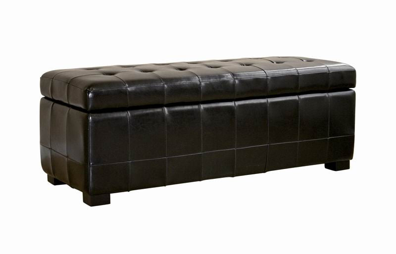 Baxton Studio Full Leather Storage Bench Ottoman with Dimples