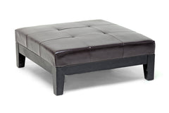 Baxton Studio Large Full Leather Square Cocktail Ottoman